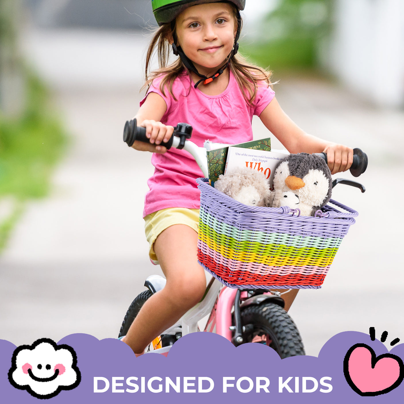 Grils' Bike Basket with Extra Handles