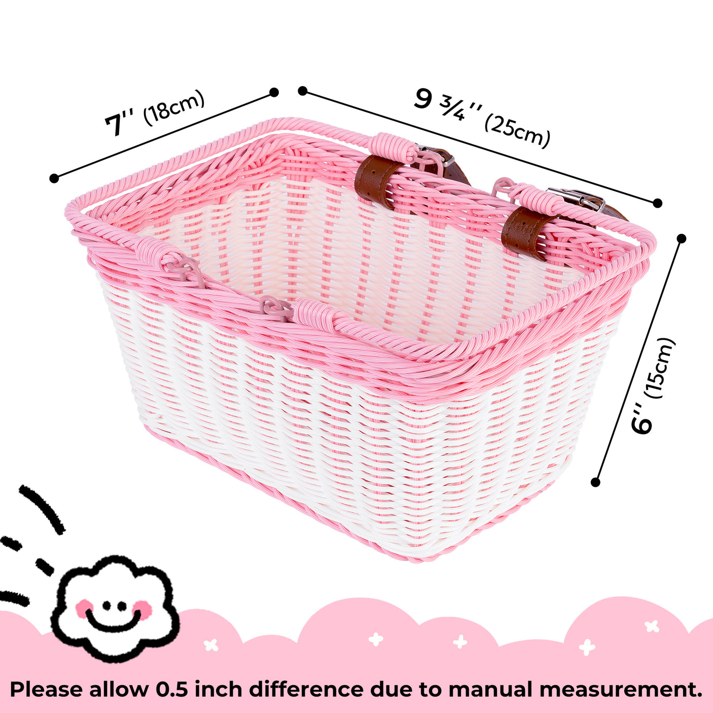 Grils' Bike Basket with Extra Handles