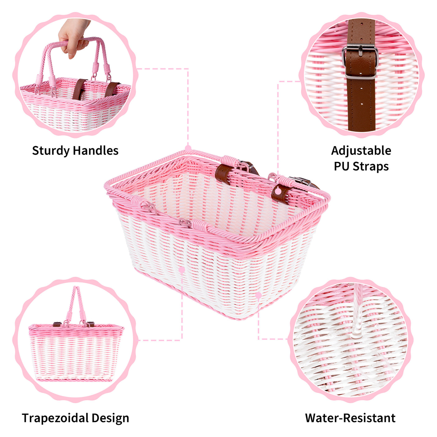 Grils' Bike Basket with Extra Handles