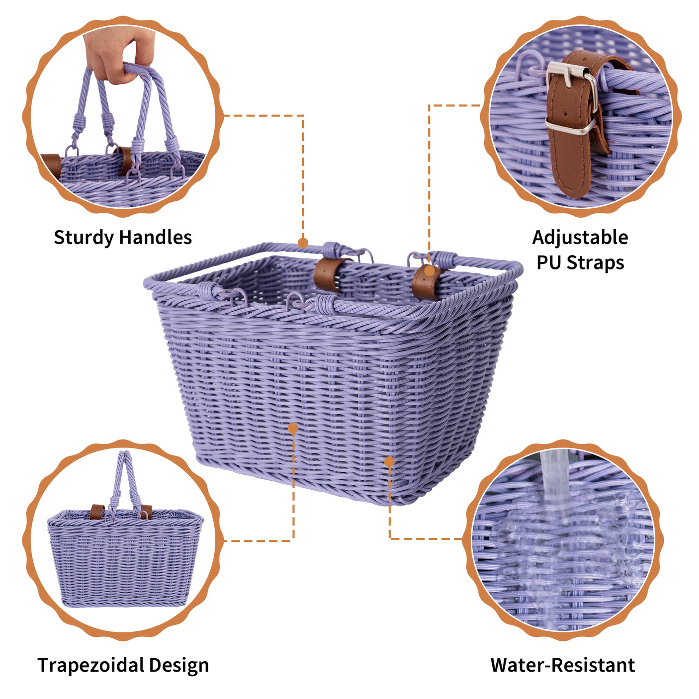 Grils' Bike Basket with Extra Handles