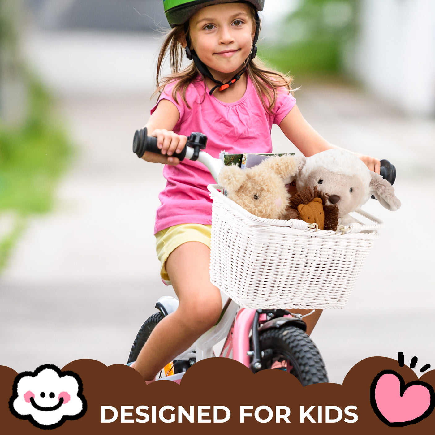 Grils' Bike Basket with Extra Handles