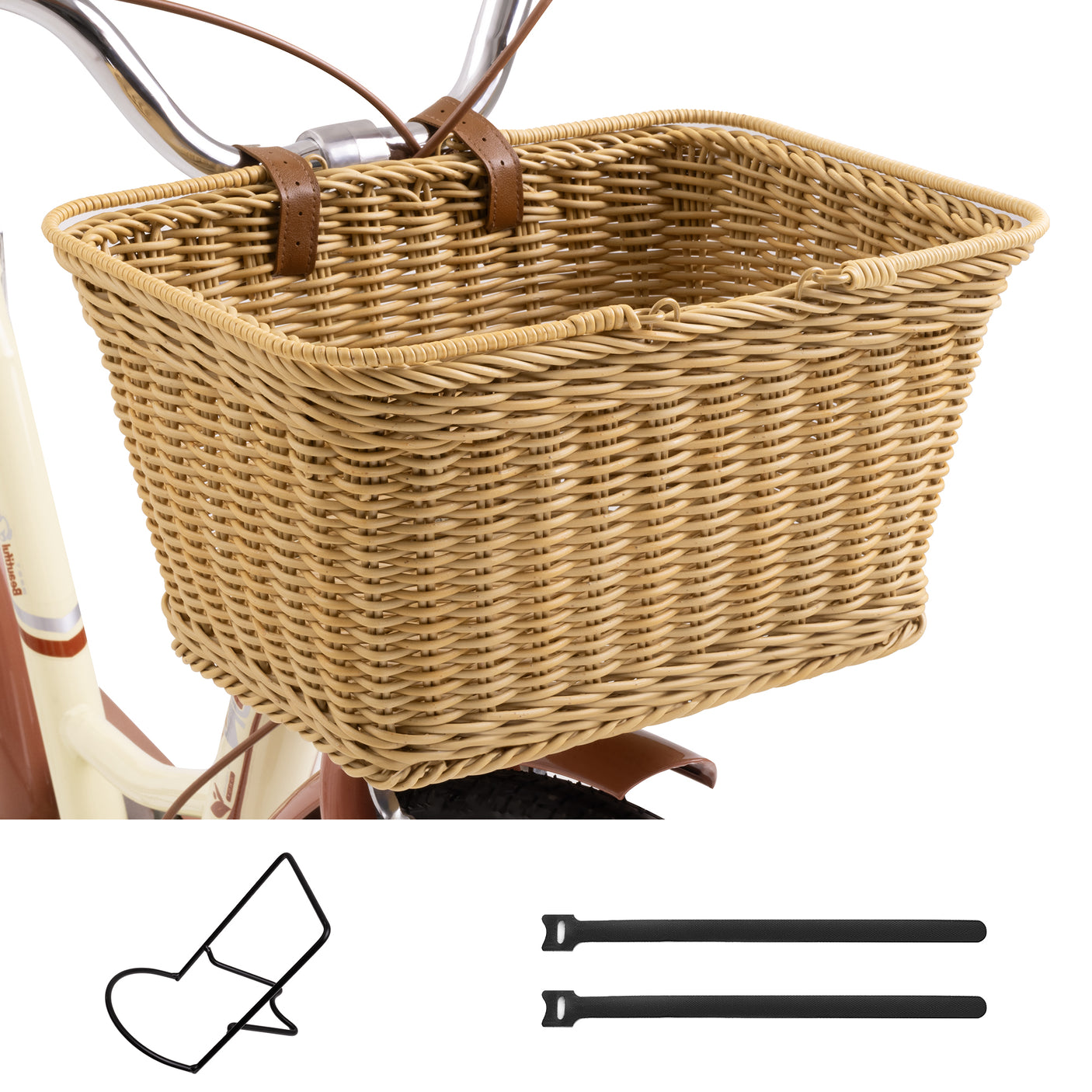 Detachable Wicker Bike Basket for 5 Color