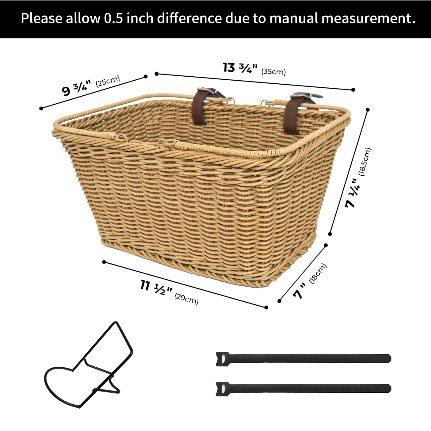 Detachable Wicker Bike Basket for 5 Color