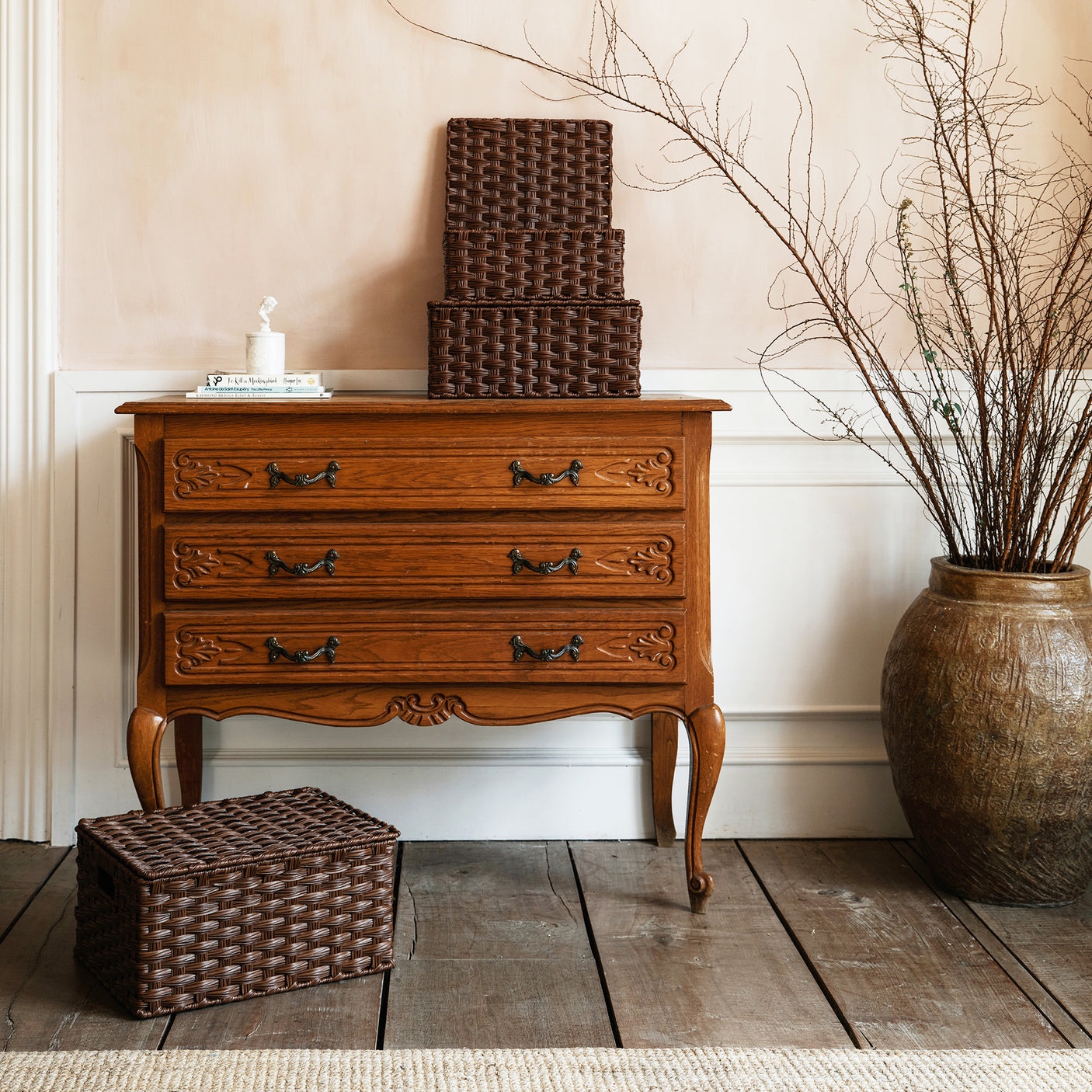 Nesting Wicker Storage Boxes with Lids, 3 in 1 Pack/ 4 in 1 Pack