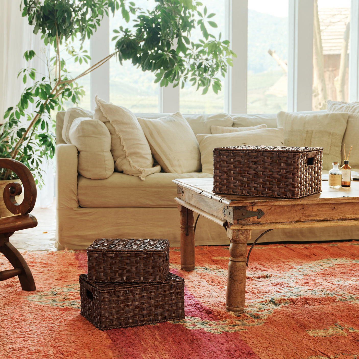 Nesting Wicker Storage Boxes with Lids, 3 in 1 Pack/ 4 in 1 Pack