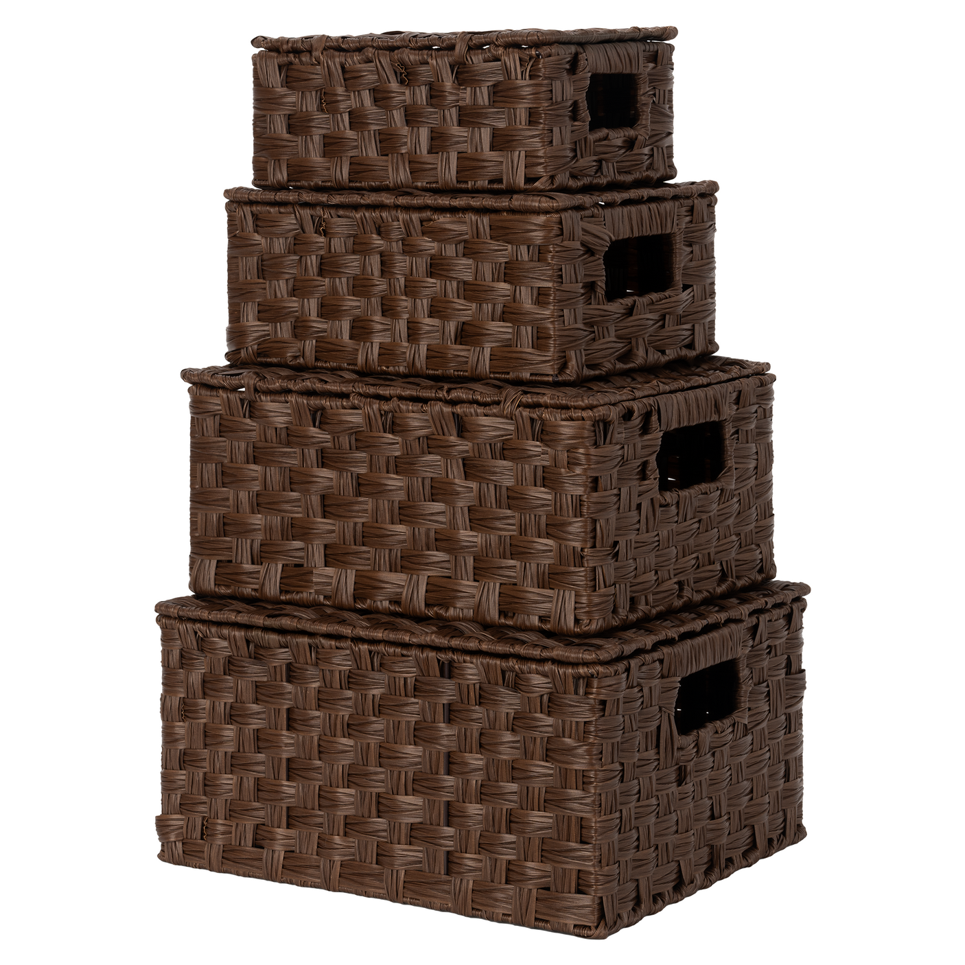 Nesting Wicker Storage Boxes with Lids, 3 in 1 Pack/ 4 in 1 Pack