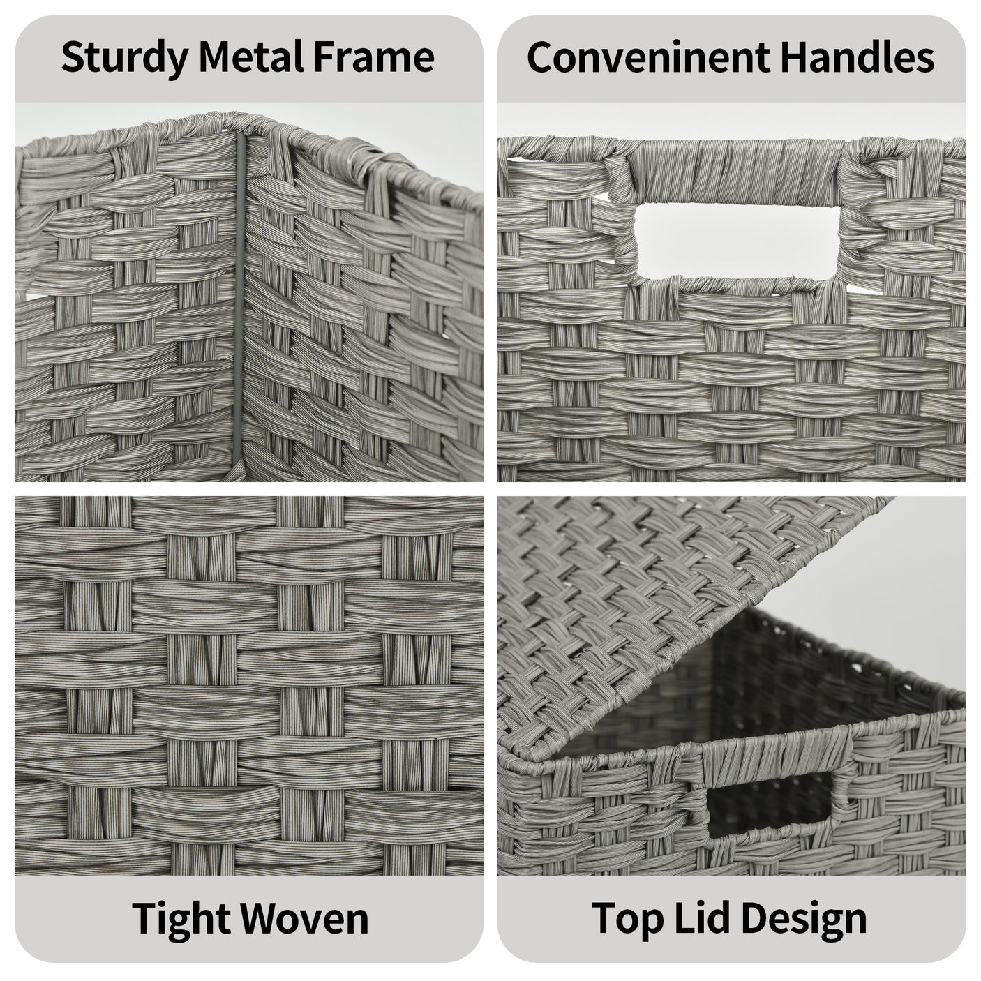 Nesting Wicker Storage Boxes with Lids, 3 in 1 Pack/ 4 in 1 Pack