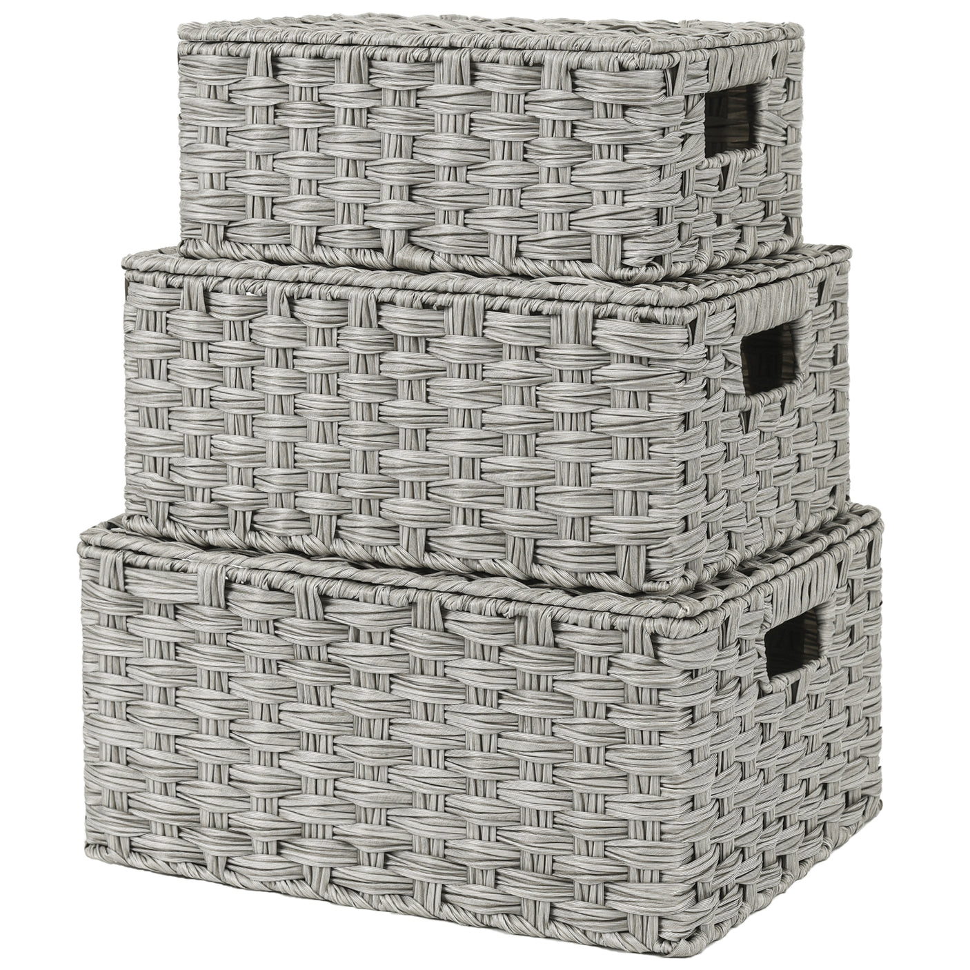 Nesting Wicker Storage Boxes with Lids, 3 in 1 Pack/ 4 in 1 Pack