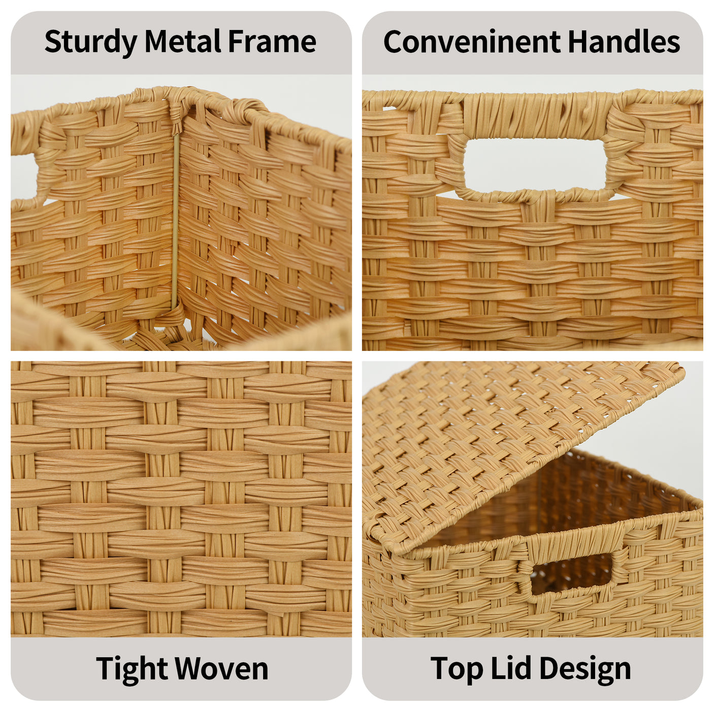 Nesting Wicker Storage Boxes with Lids, 3 in 1 Pack/ 4 in 1 Pack