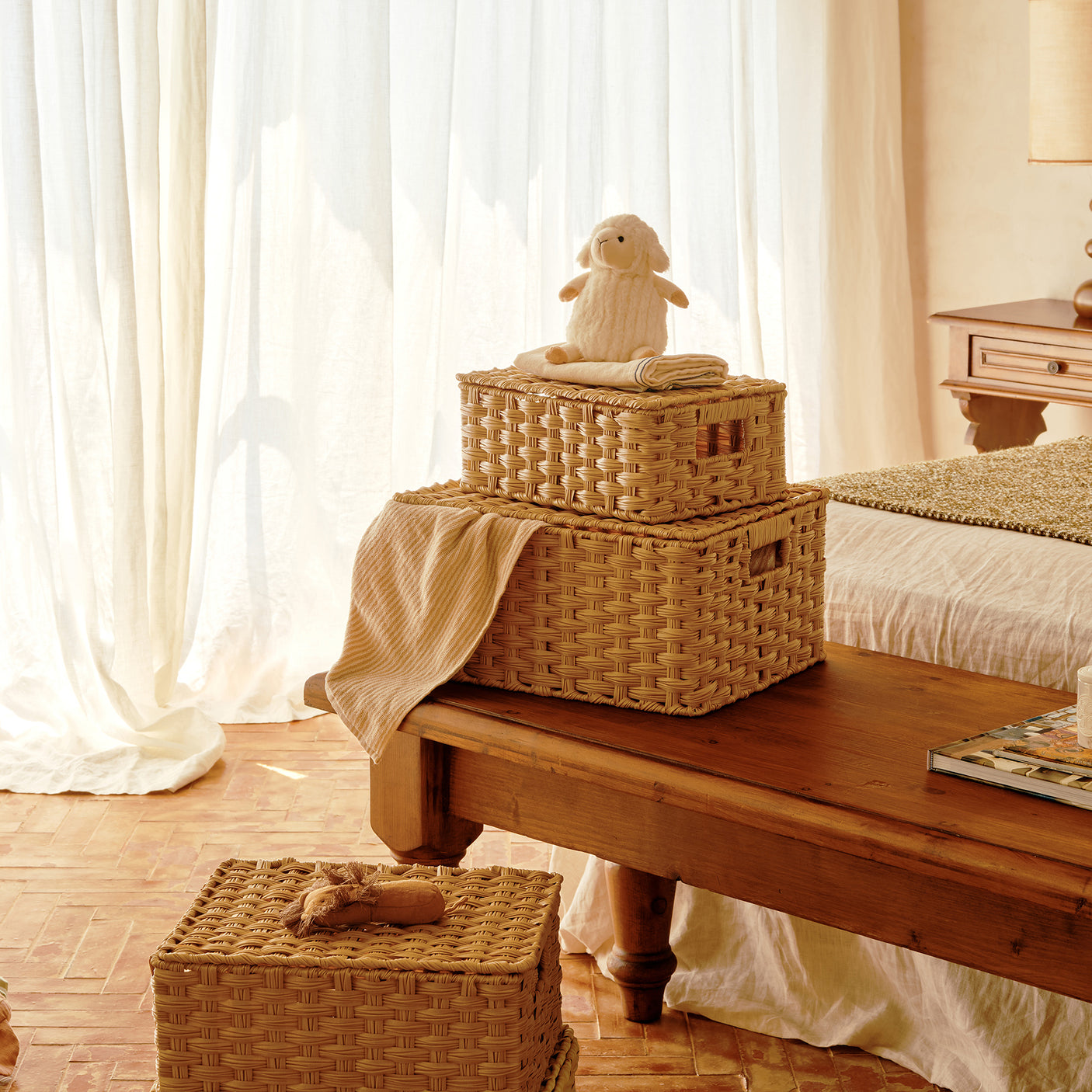 Nesting Wicker Storage Boxes with Lids, 3 in 1 Pack/ 4 in 1 Pack