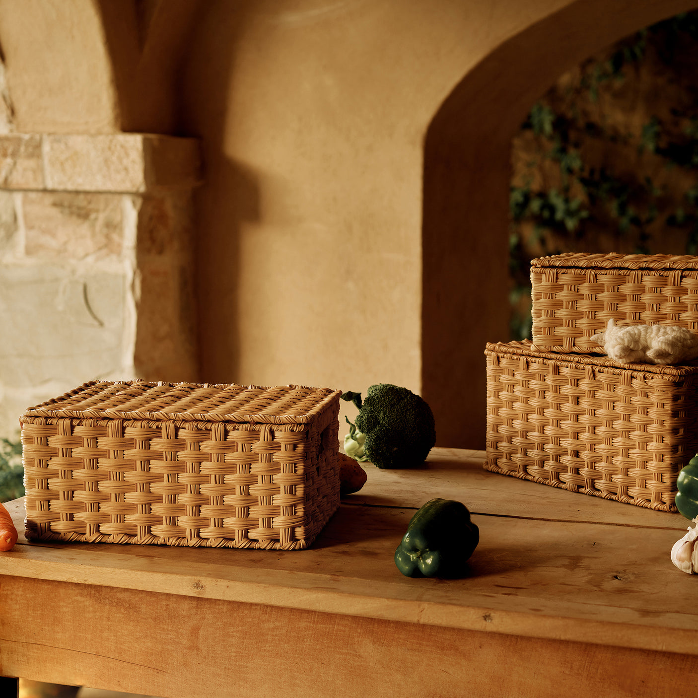 Nesting Wicker Storage Boxes with Lids, 3 in 1 Pack/ 4 in 1 Pack