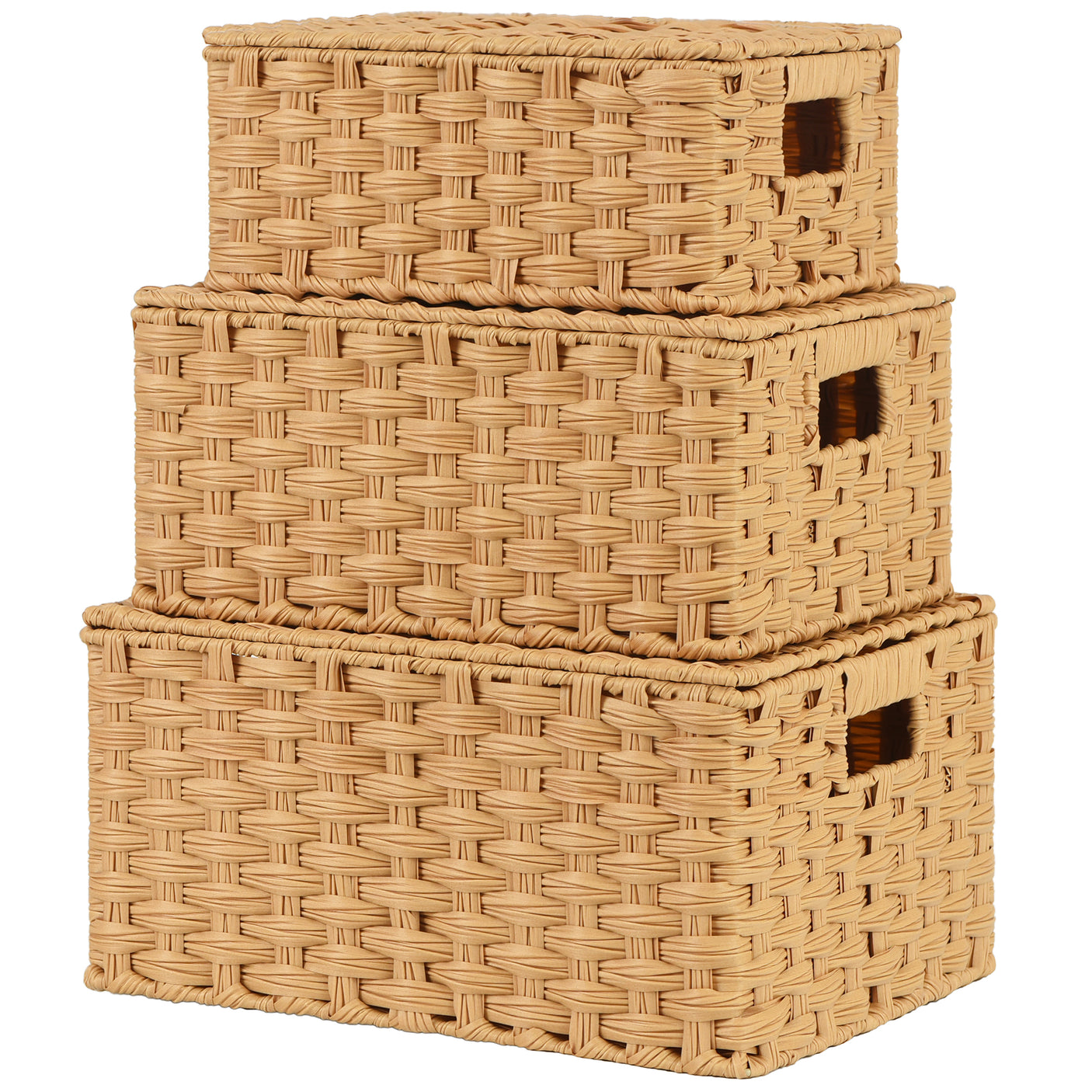 Nesting Wicker Storage Boxes with Lids, 3 in 1 Pack/ 4 in 1 Pack