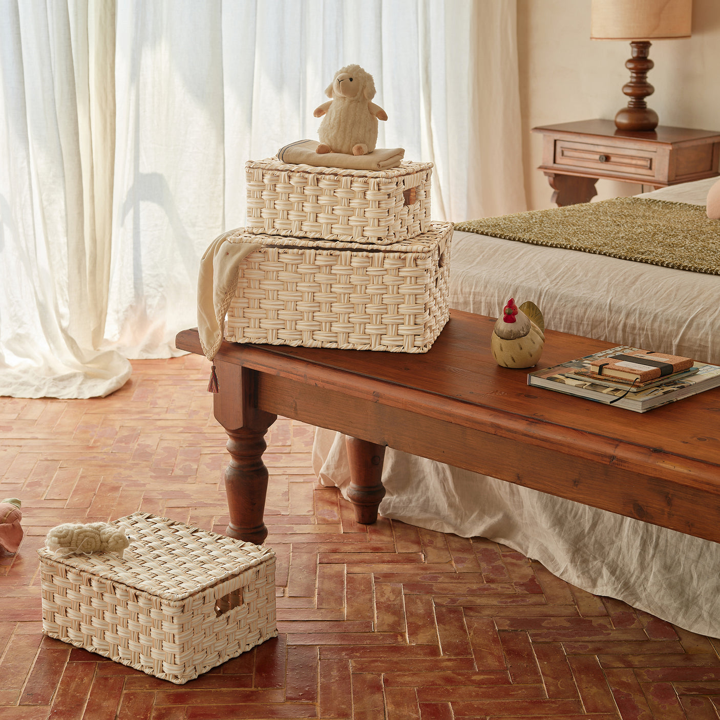 Nesting Wicker Storage Boxes with Lids, 3 in 1 Pack/ 4 in 1 Pack