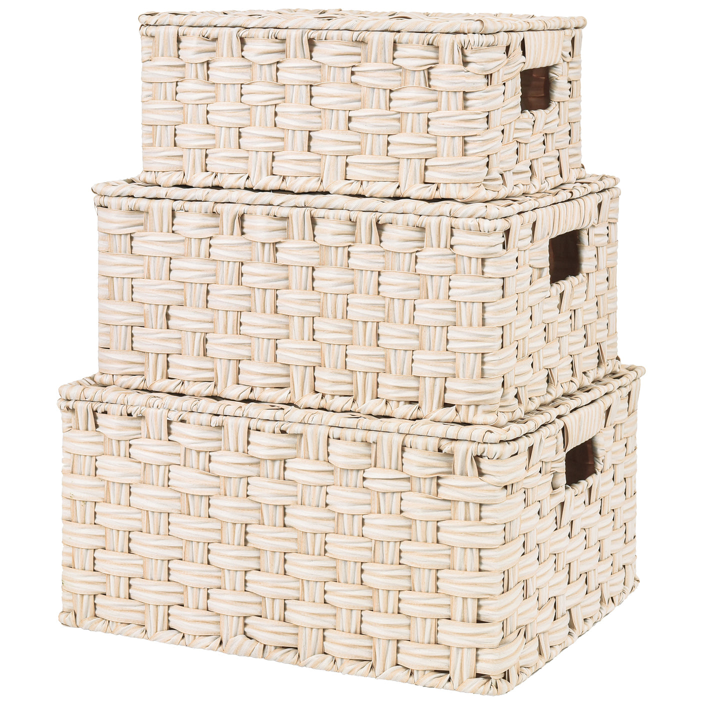 Nesting Wicker Storage Boxes with Lids, 3 in 1 Pack/ 4 in 1 Pack