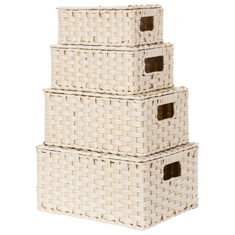 Nesting Wicker Storage Boxes with Lids, 3 in 1 Pack/ 4 in 1 Pack