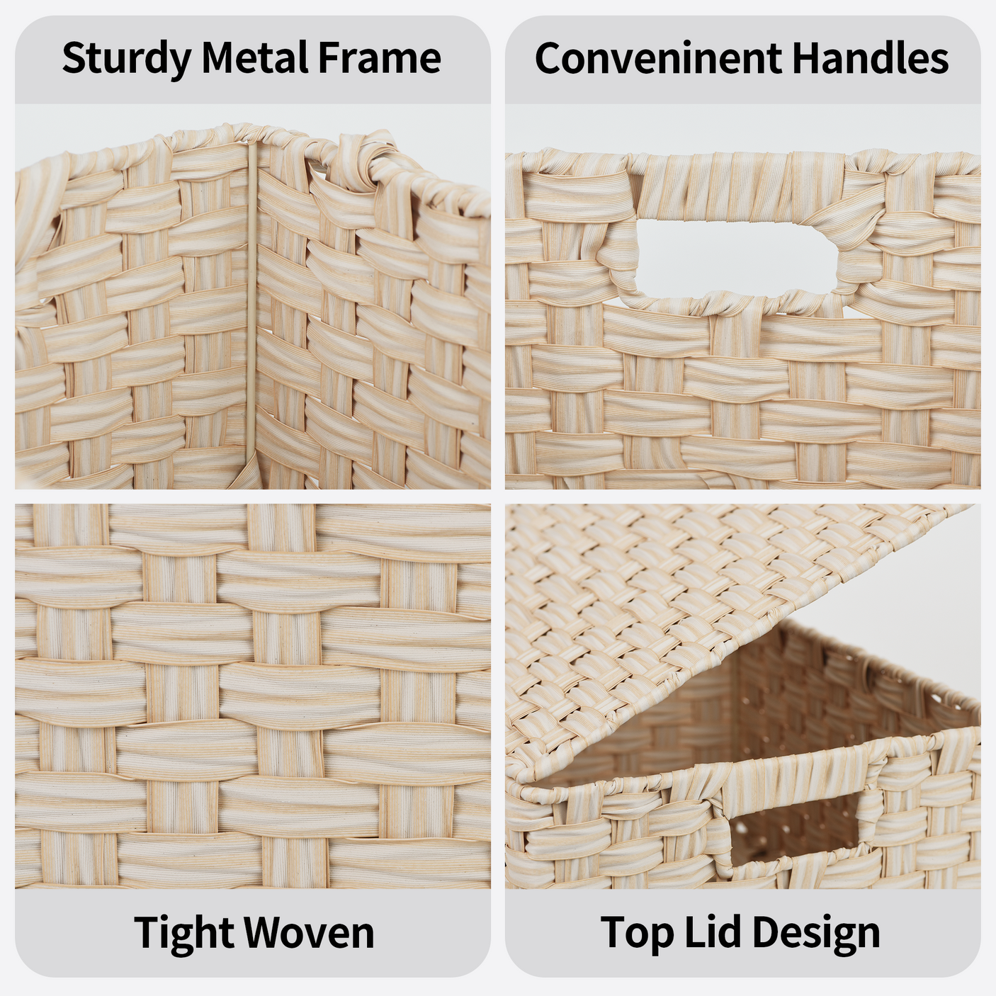 Nesting Wicker Storage Boxes with Lids, 3 in 1 Pack/ 4 in 1 Pack