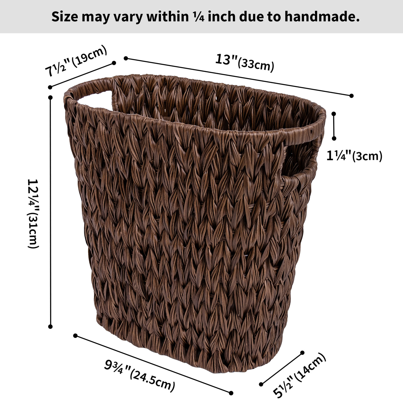 Handwoven Wicker Trash Can with Handles