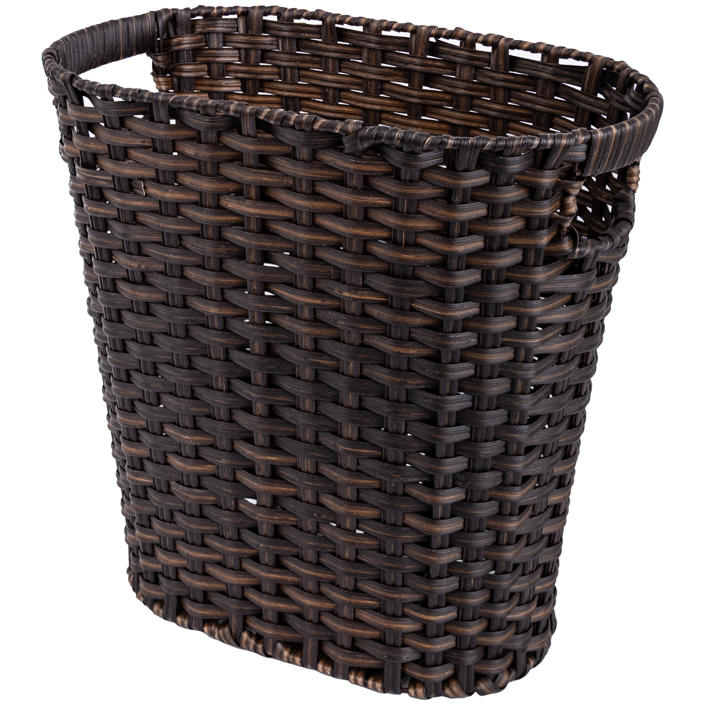 Handwoven Wicker Trash Can with Handles