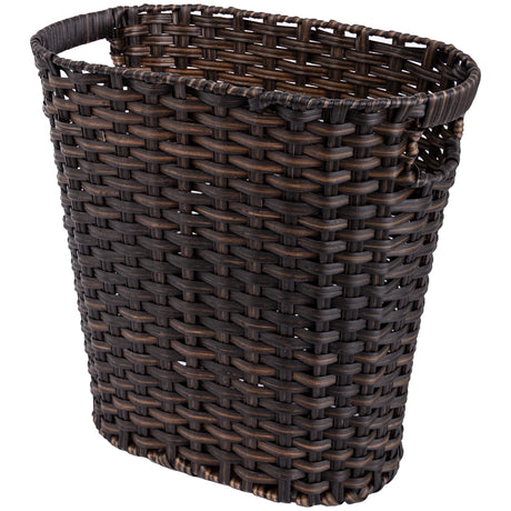 Handwoven Wicker Trash Can with Handles