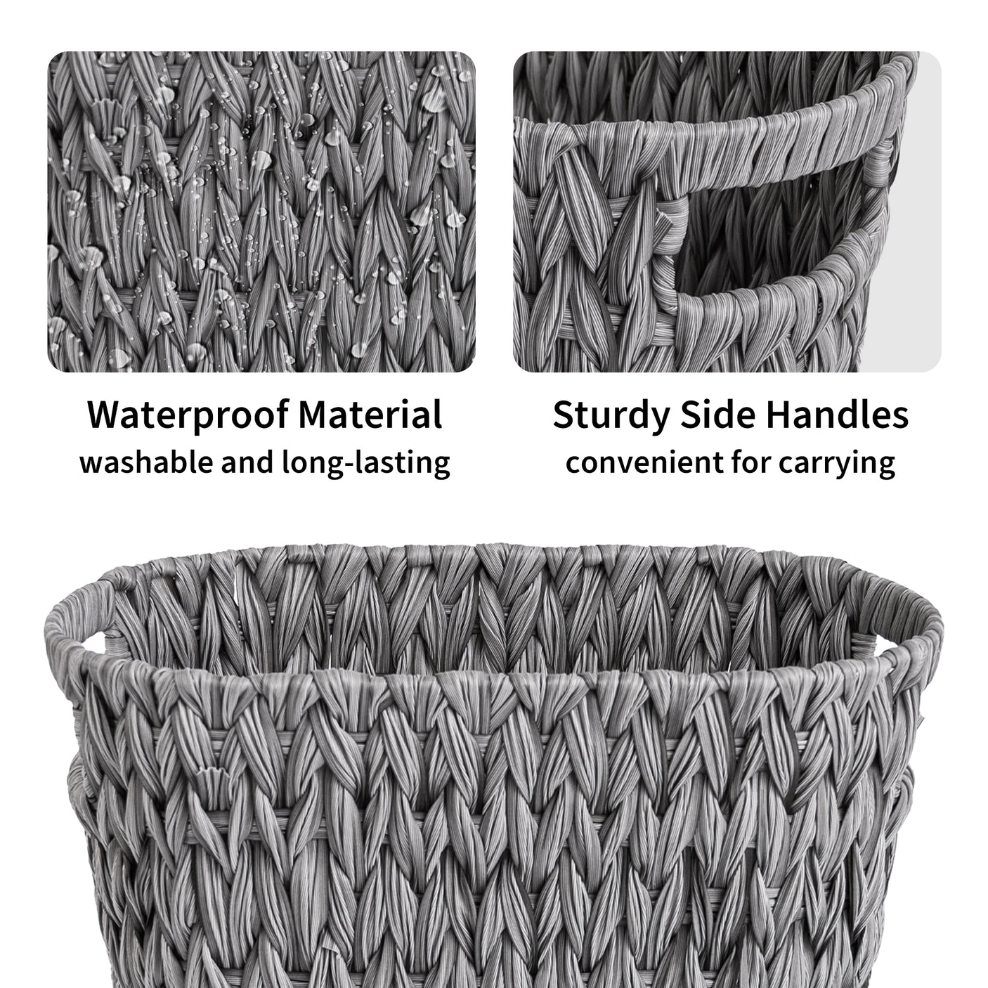 Handwoven Wicker Trash Can with Handles