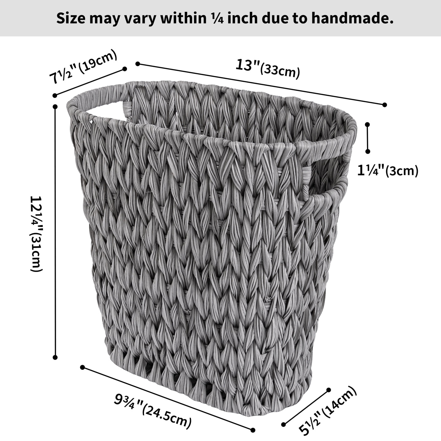 Handwoven Wicker Trash Can with Handles