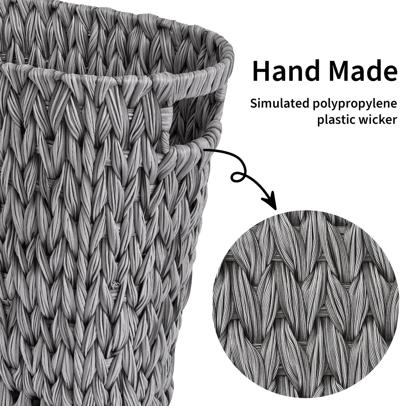 Handwoven Wicker Trash Can with Handles