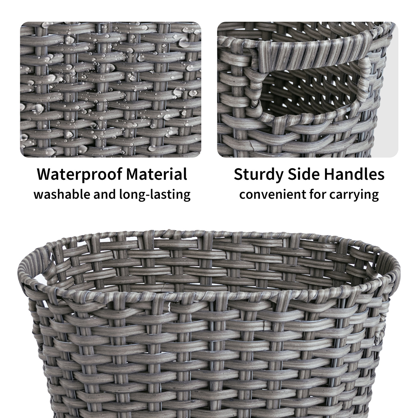 Handwoven Wicker Trash Can with Handles