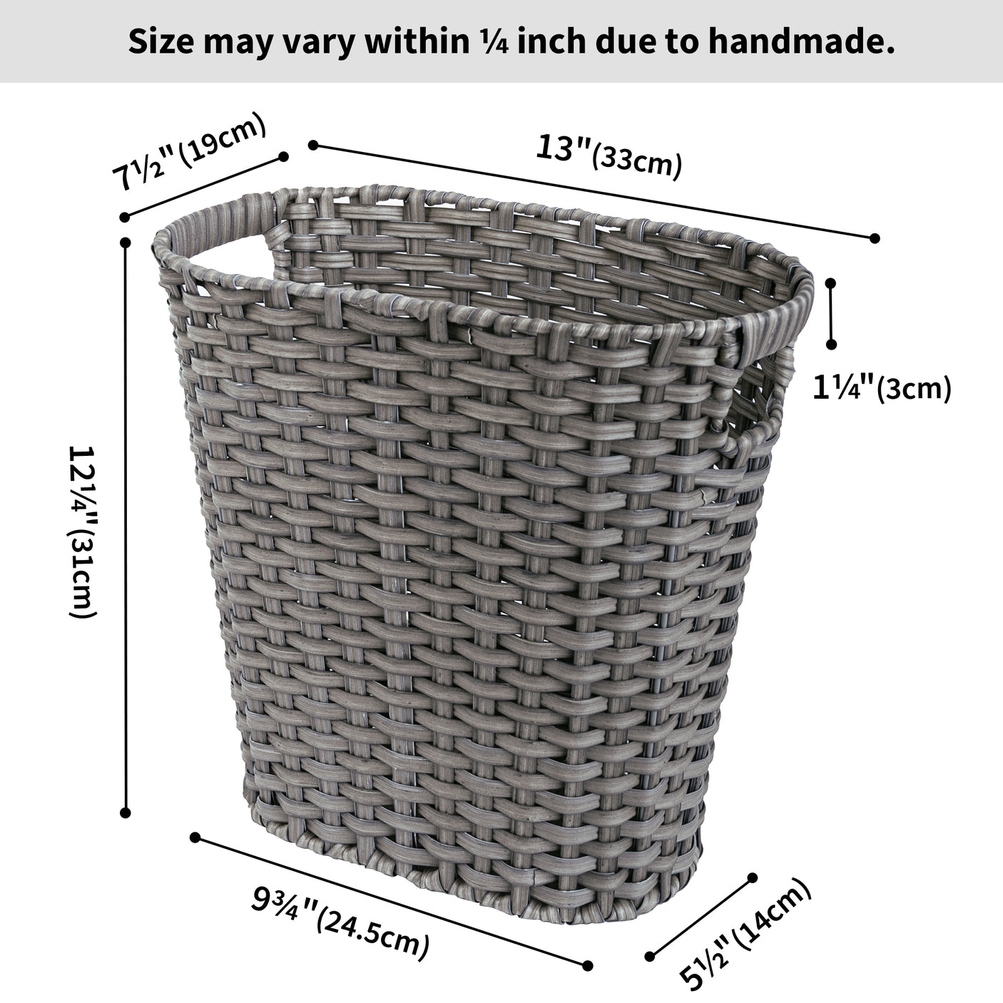 Handwoven Wicker Trash Can with Handles