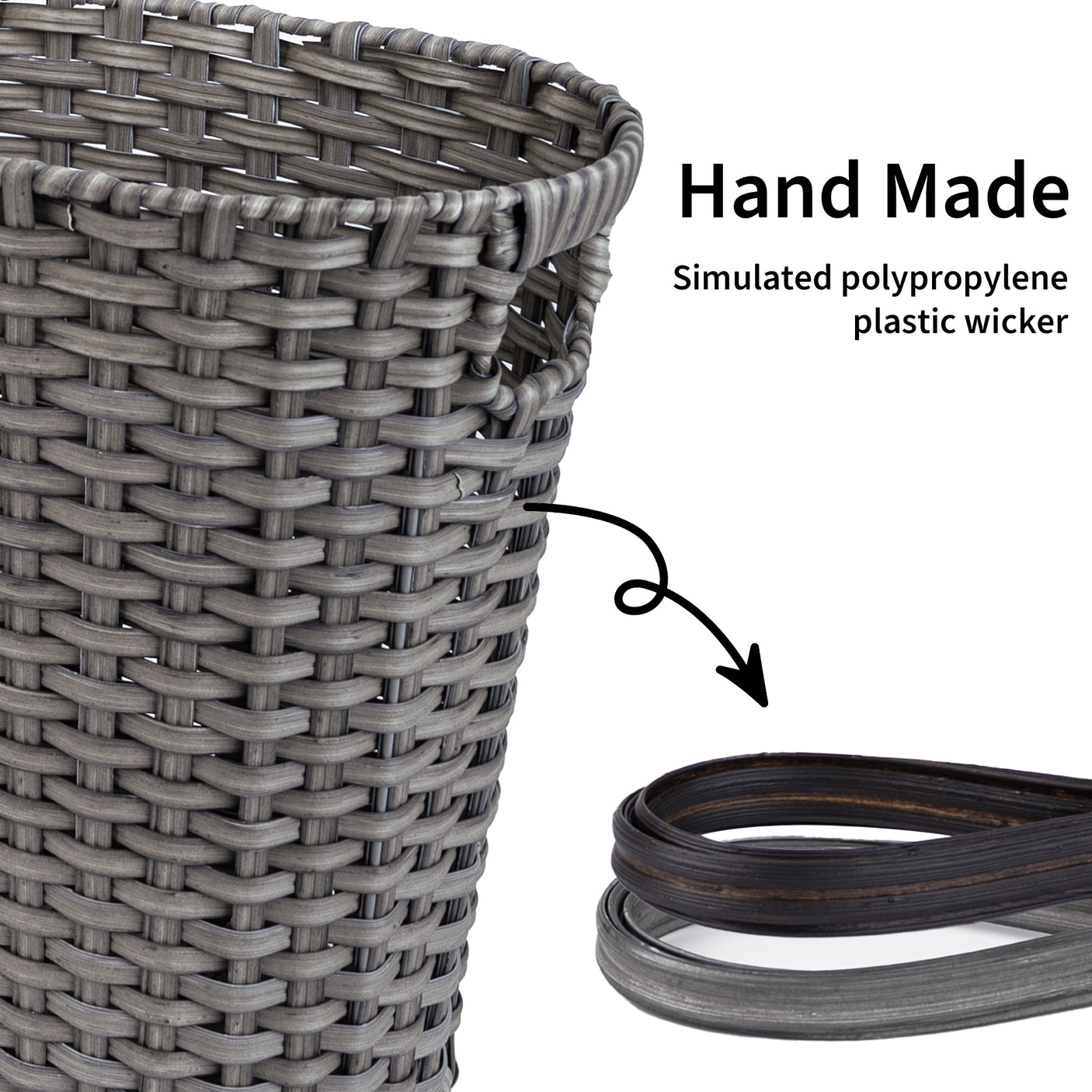 Handwoven Wicker Trash Can with Handles