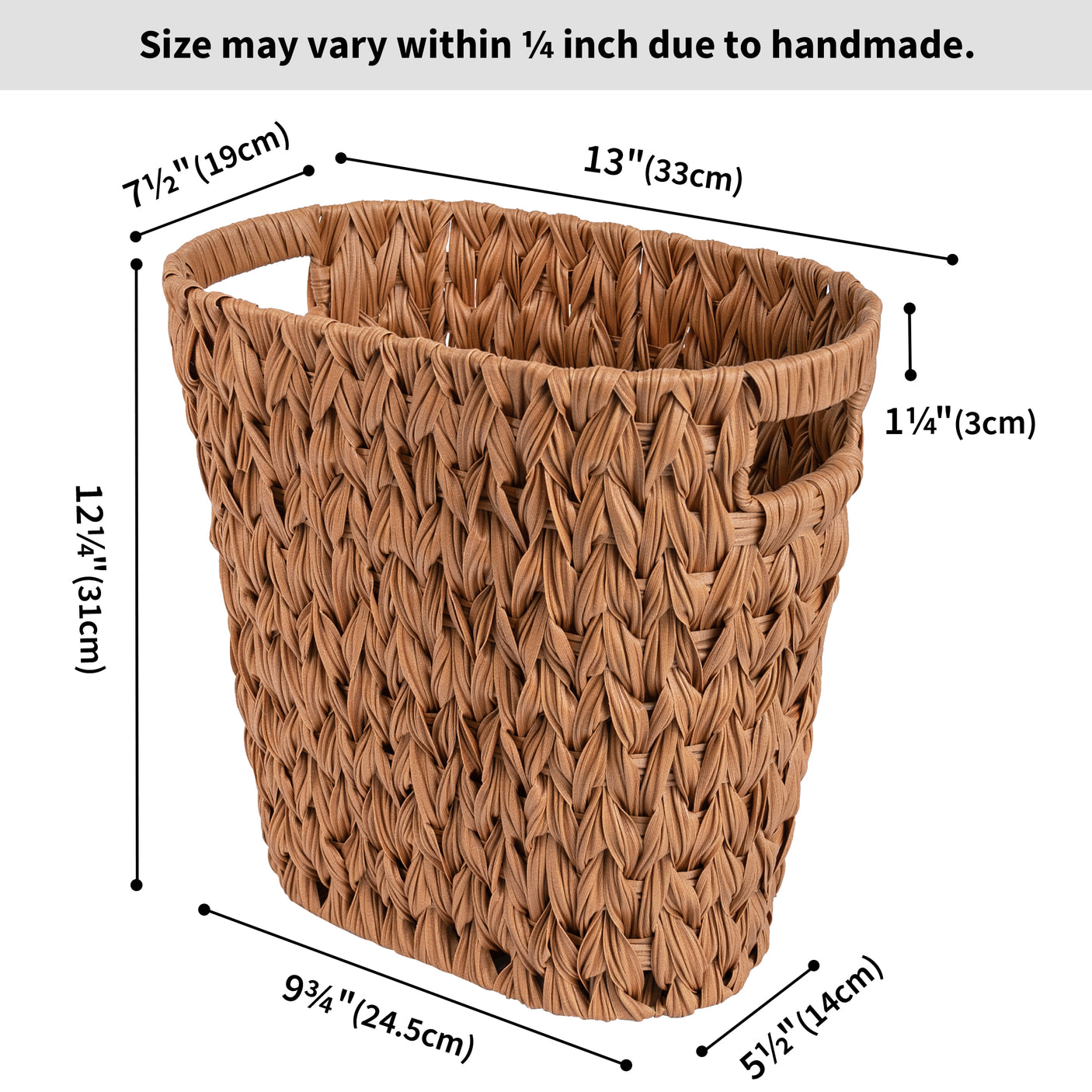Handwoven Wicker Trash Can with Handles