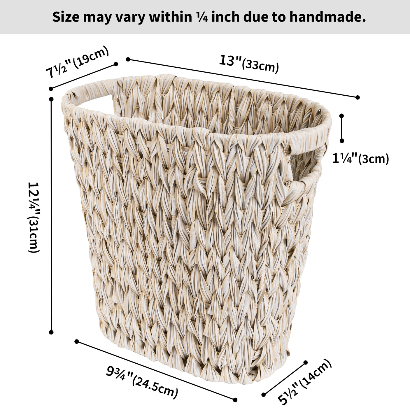 Handwoven Wicker Trash Can with Handles