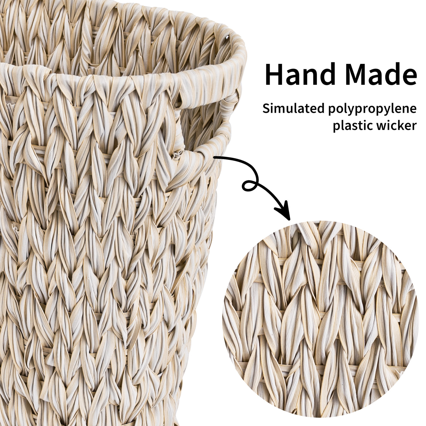 Handwoven Wicker Trash Can with Handles