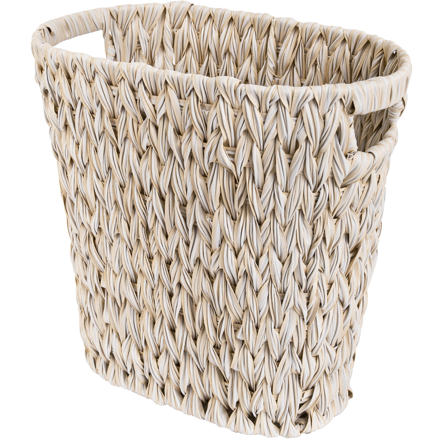 Handwoven Wicker Trash Can with Handles