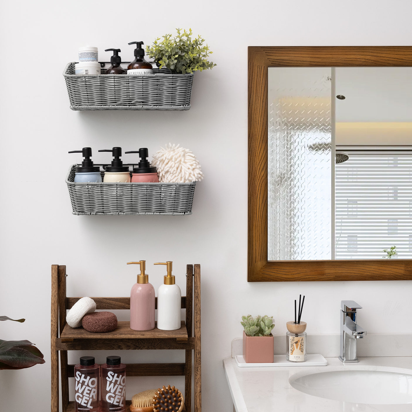 2-Pack Wicker Hanging Basket