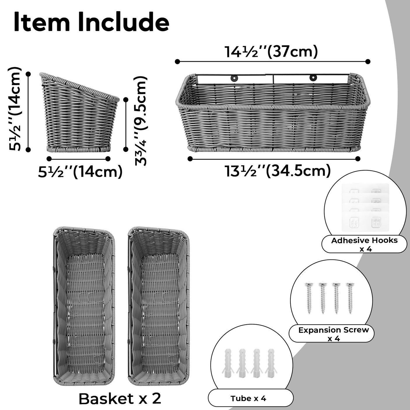 2-Pack Wicker Hanging Basket