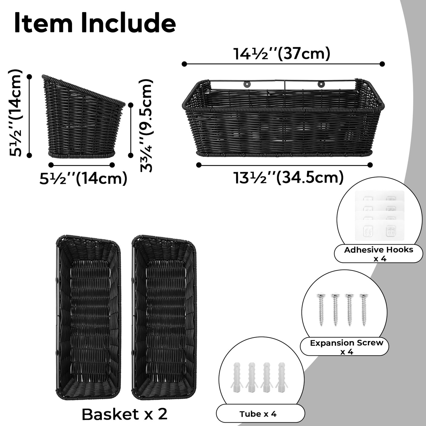 2-Pack Wicker Hanging Basket
