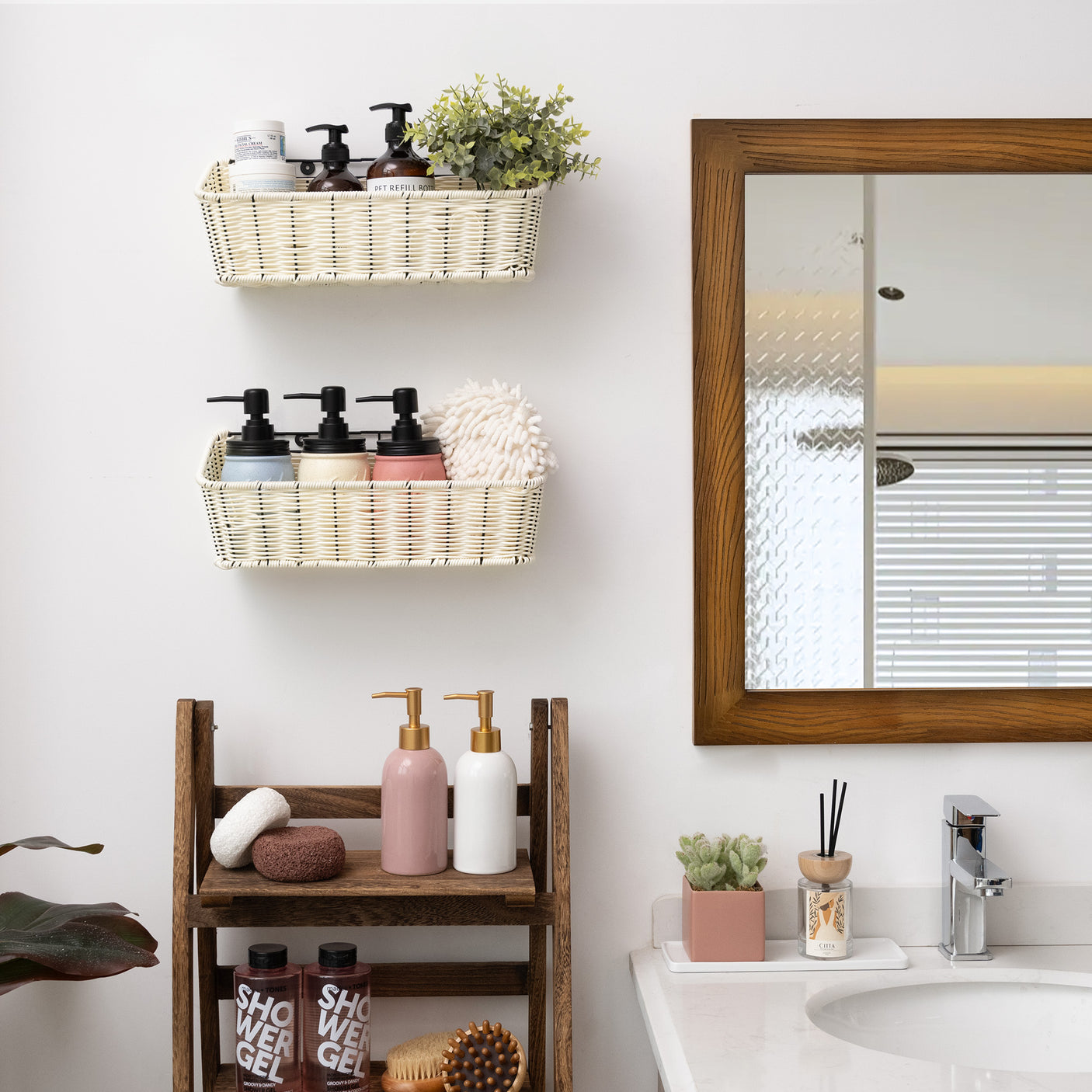 2-Pack Wicker Hanging Basket