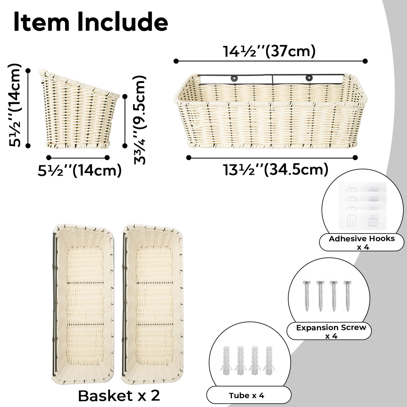 2-Pack Wicker Hanging Basket