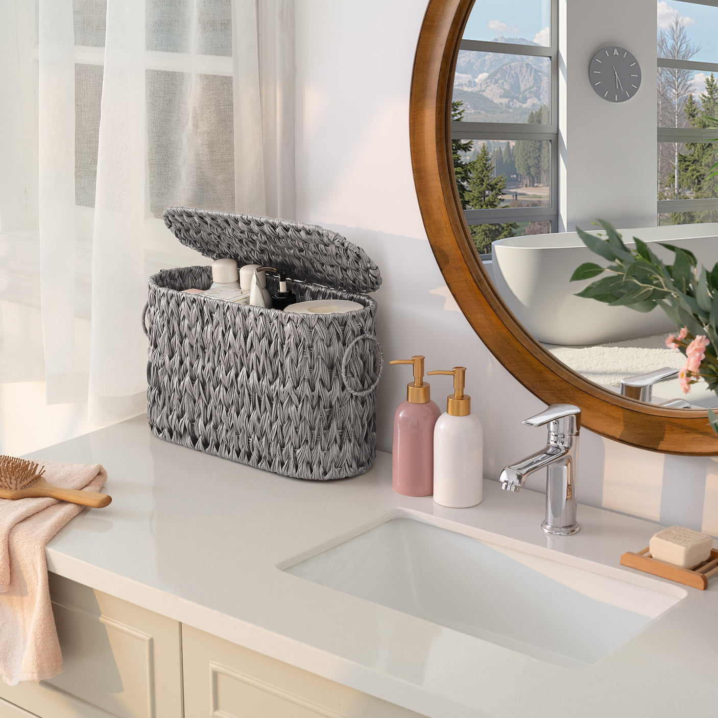 Toilet Paper Storage Basket with Lid