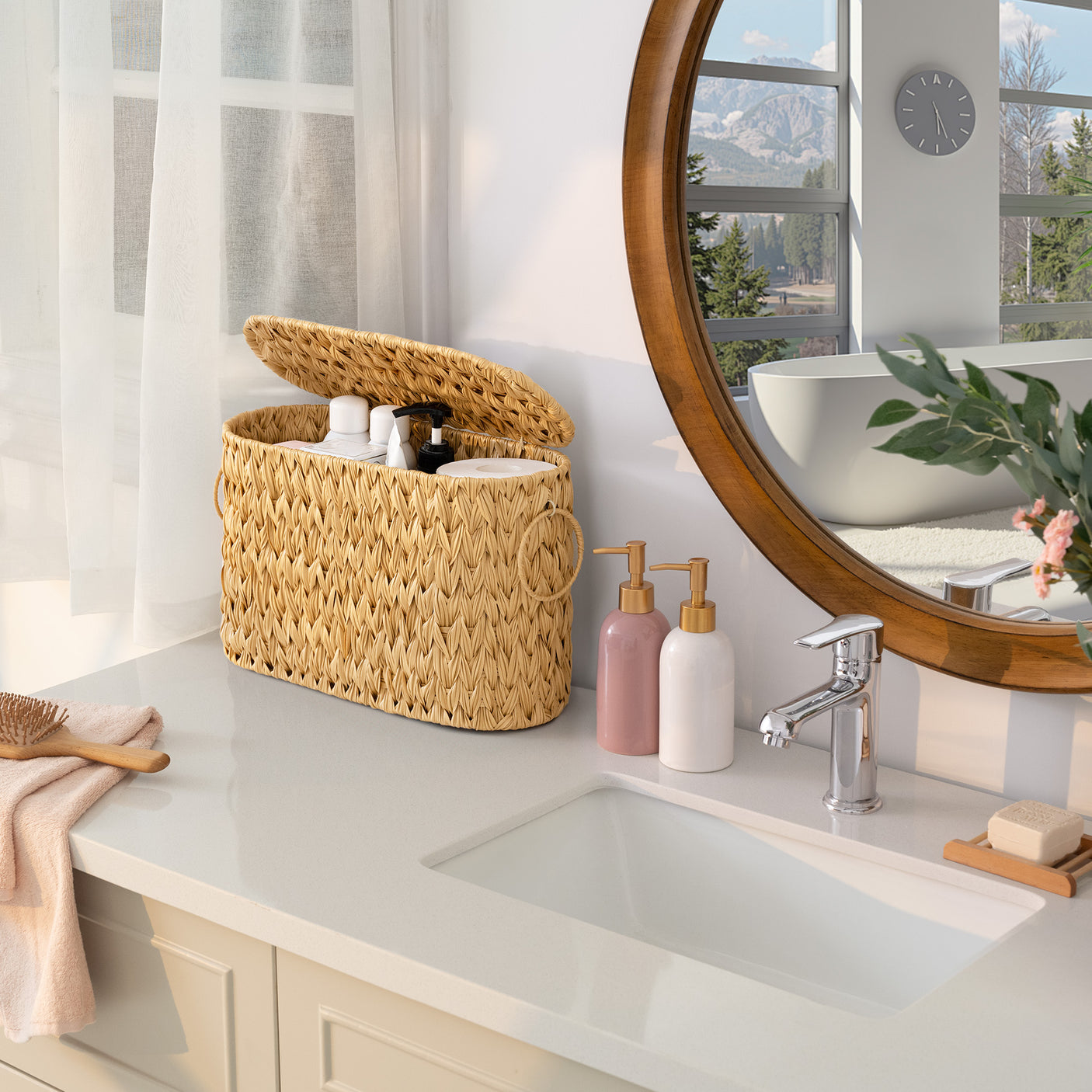 Toilet Paper Storage Basket with Lid