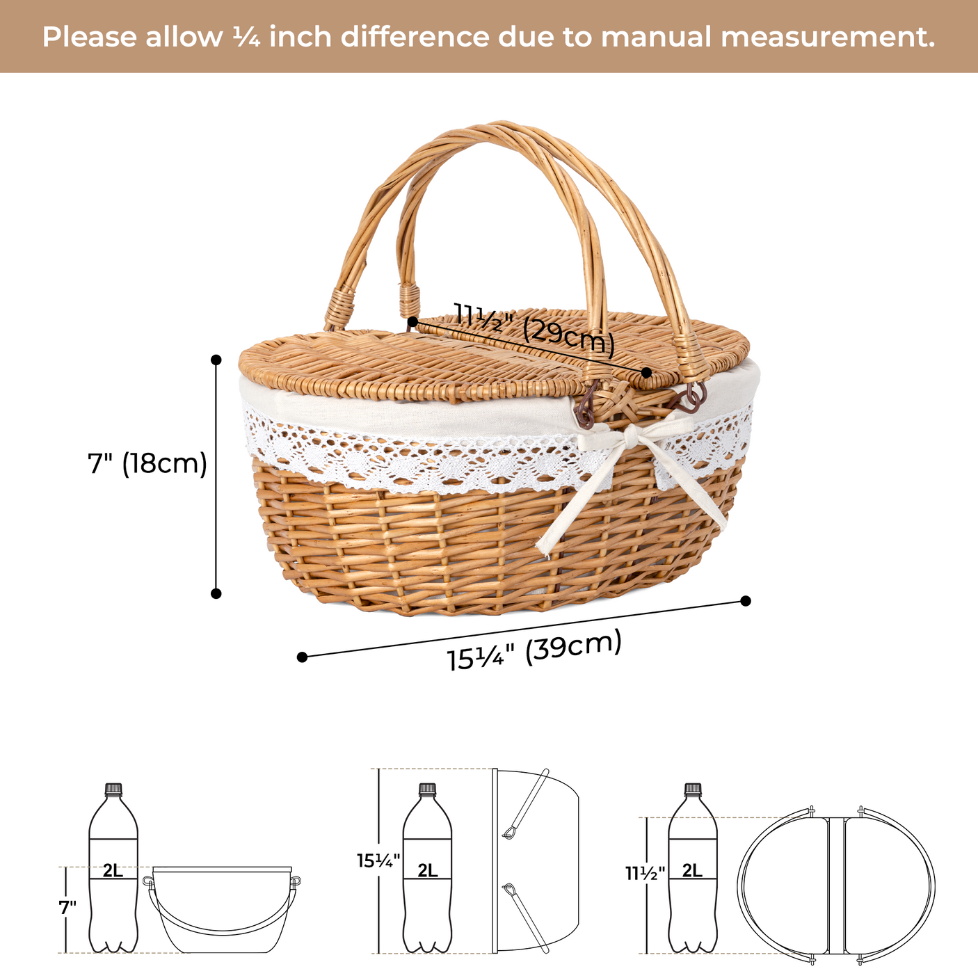 Picnic Basket with Lid & Handle