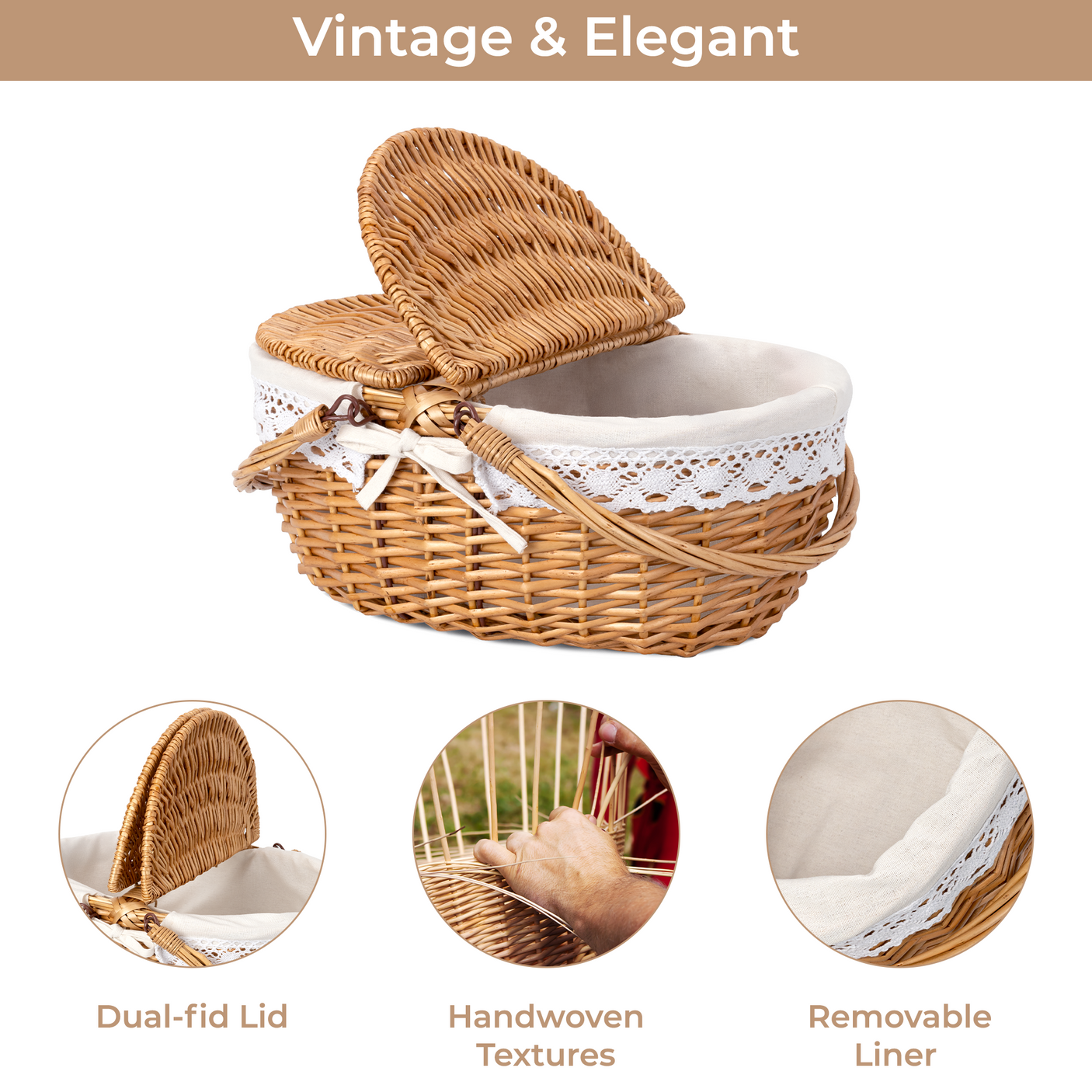 Picnic Basket with Lid & Handle