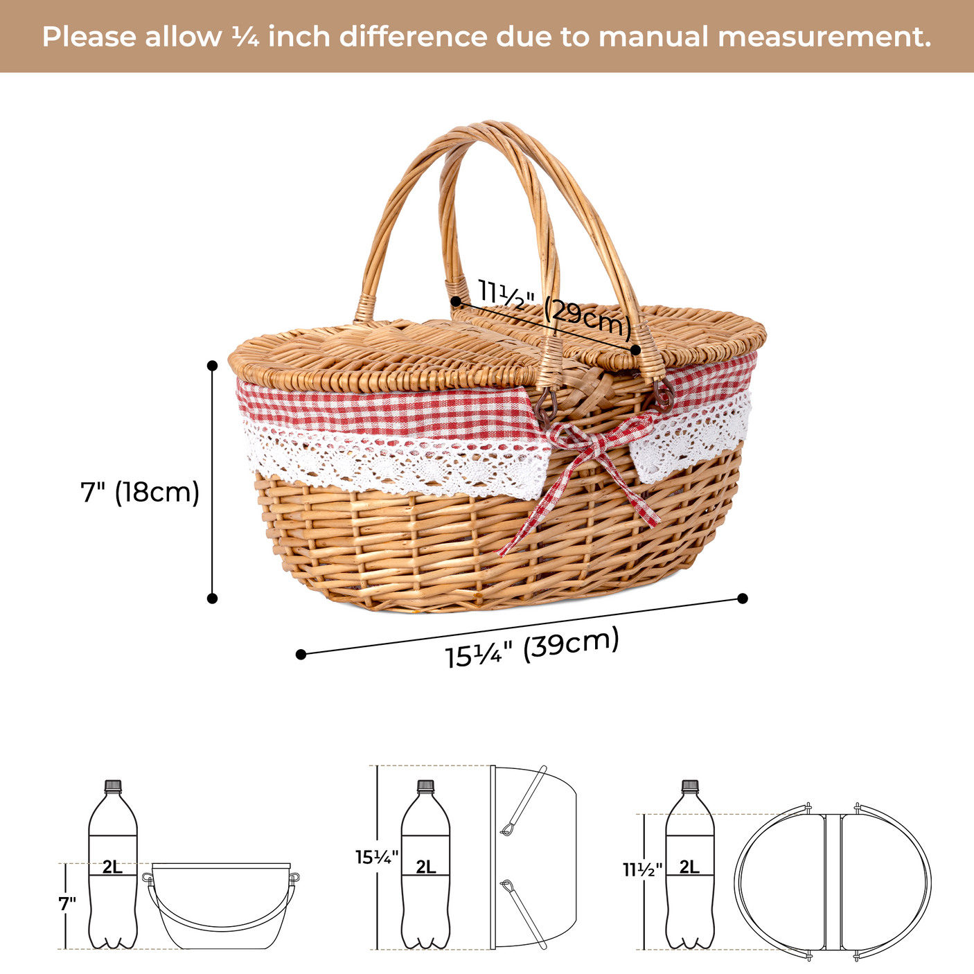 Picnic Basket with Lid & Handle