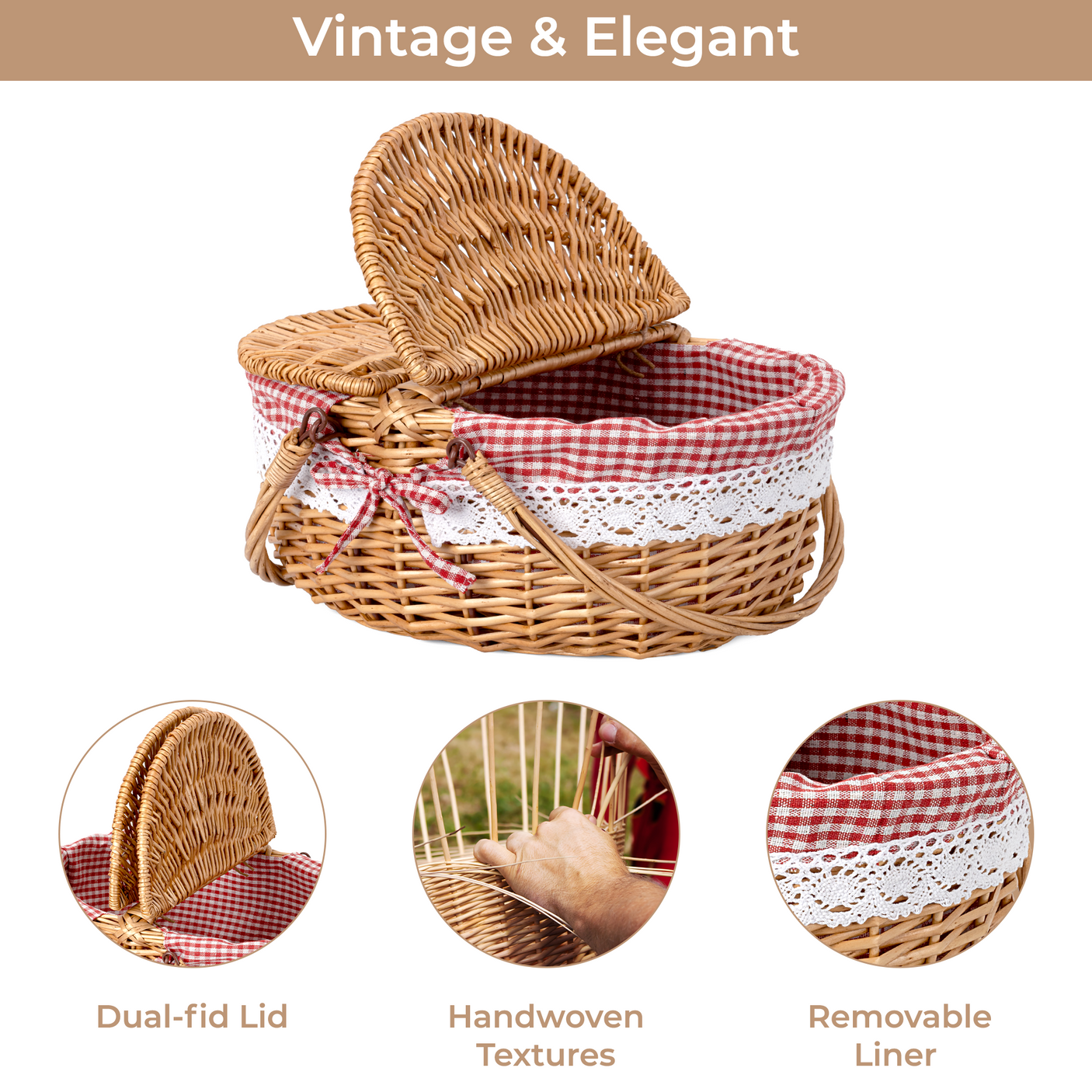 Picnic Basket with Lid & Handle