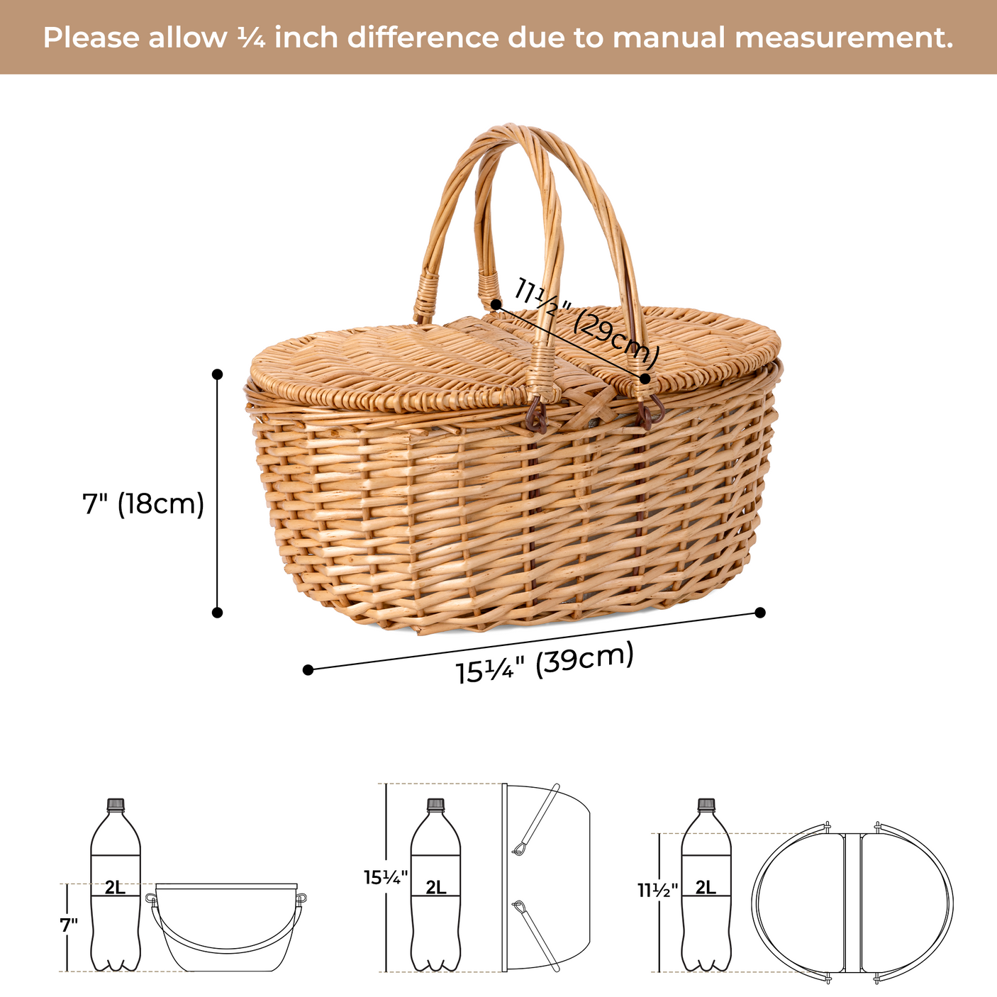 Picnic Basket with Lid & Handle