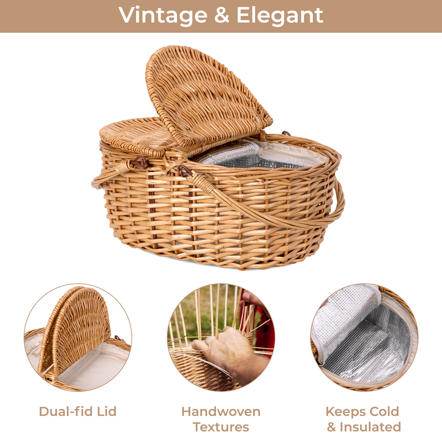 Picnic Basket with Lid & Handle