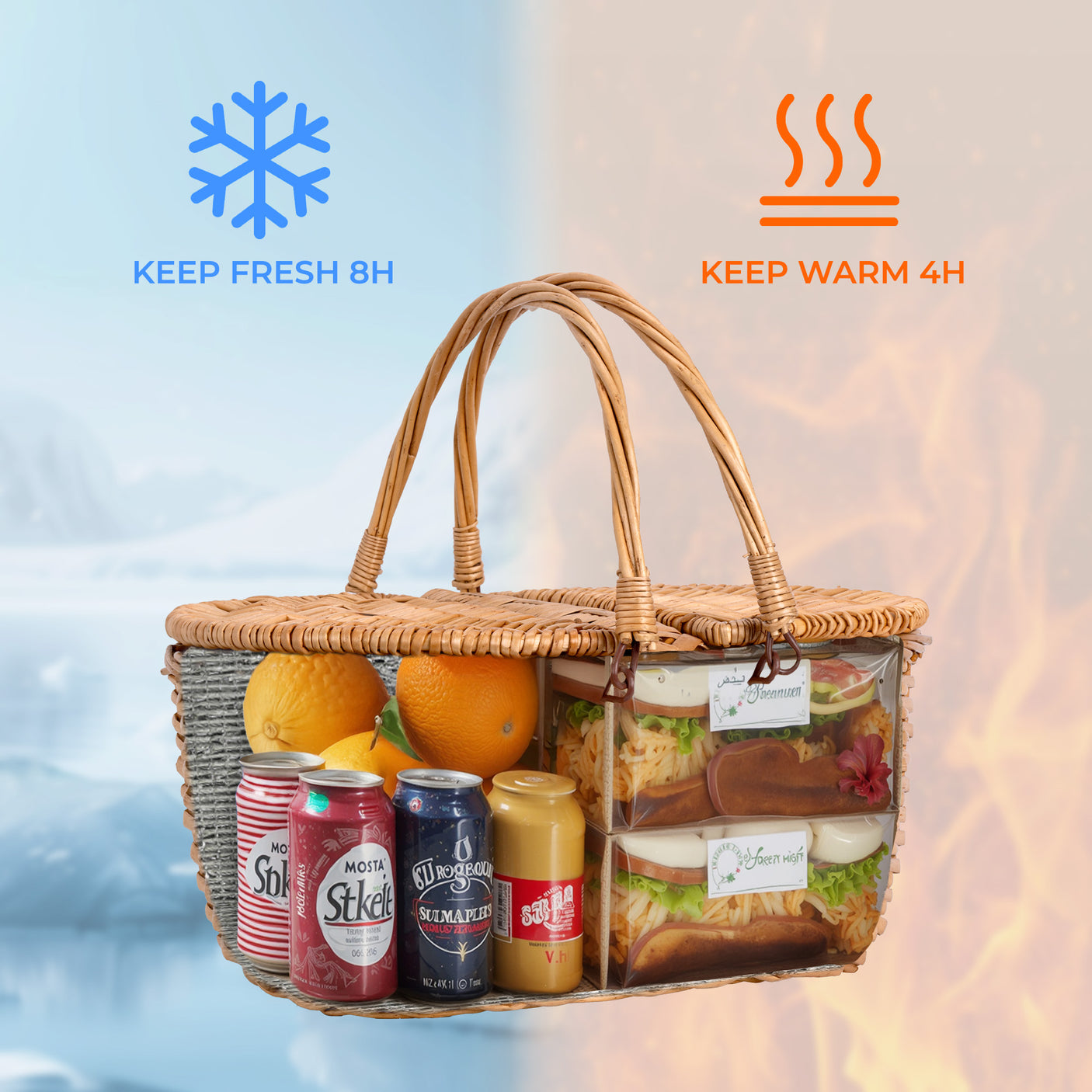 Picnic Basket with Lid & Handle