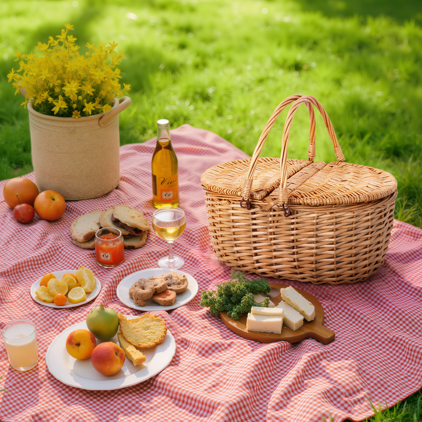 Picnic Basket with Lid & Handle