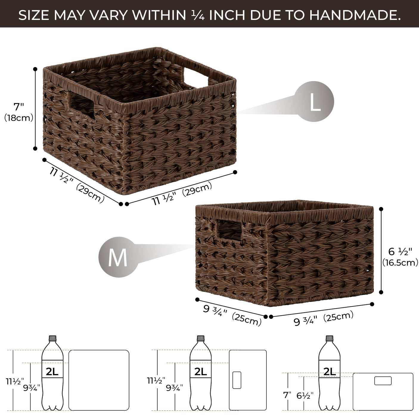 Set of 2, Rectangular Wicker Storage Basket