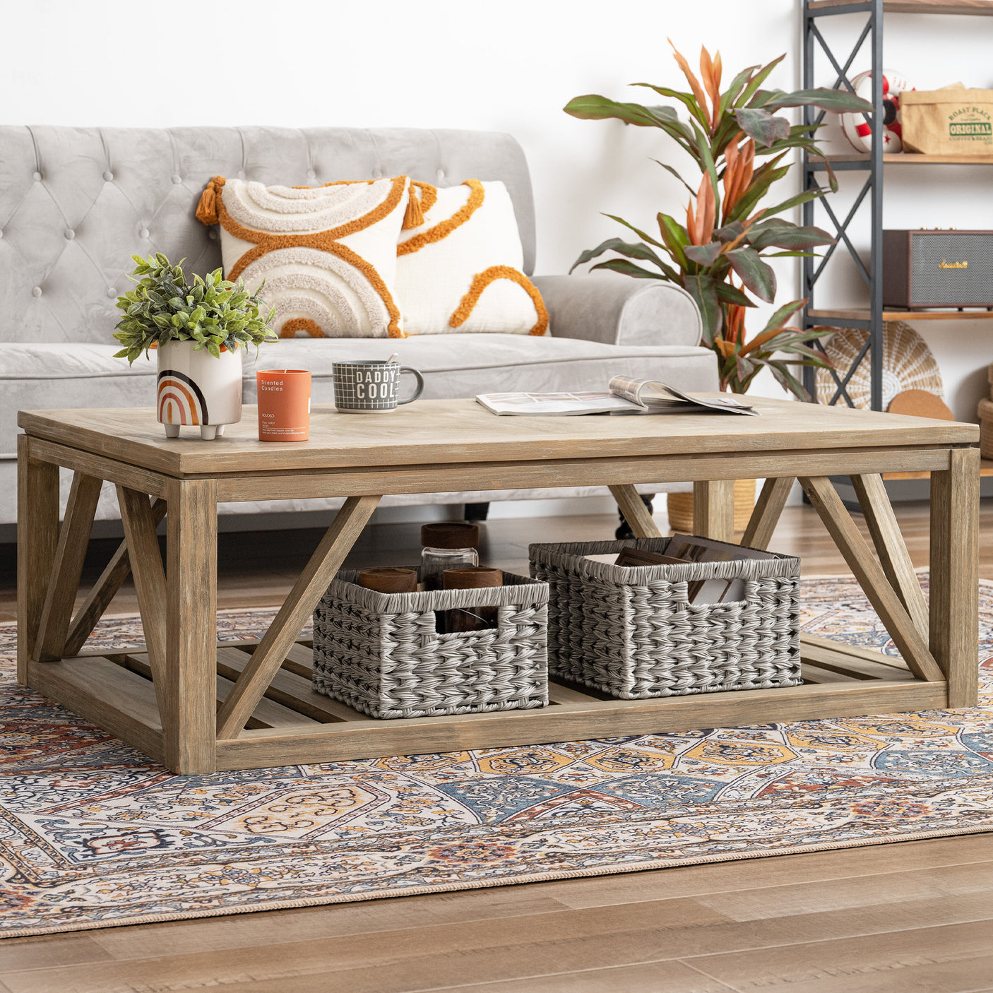 Set of 2, Rectangular Wicker Storage Basket